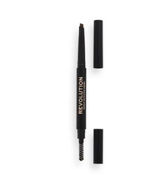 Makeup Revolution Duo Brow Definer Crayon à sourcils et brosse 2-en-1 Marron moyen 0.25 g