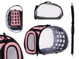 MASCOW Cage de transport transparente Rosa + Negro Petit