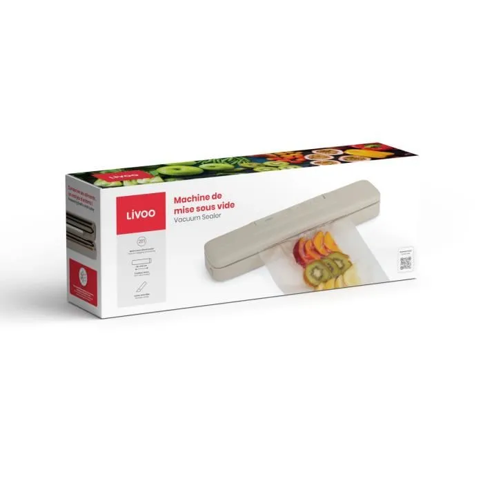 Livoo DOM503C Machine de Mise sous Vide Alimentaire 80W - 2 Fonctions - avec Rouleau de Film 28 cm x 3 m et Lame de Découpe