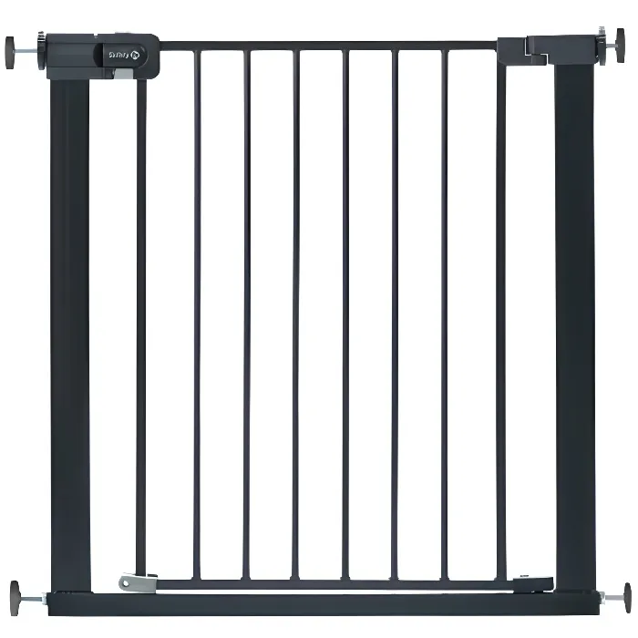 Safety 1st Barrière de sécurité enfant SAFETY 1ST Easy Close Metal, porte coulissante à pression ajustable 73-80 cm, fixation sans vis ni perçage, gris anthracite
