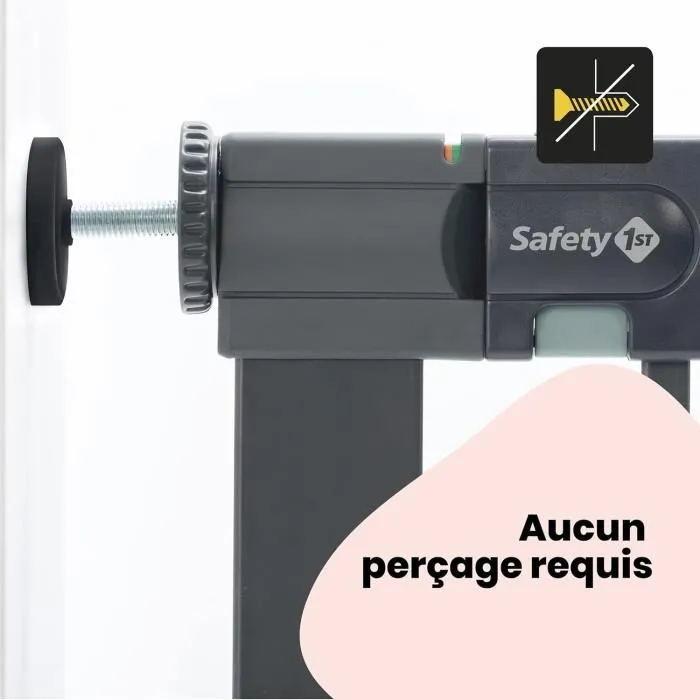Safety 1st Barrière de sécurité enfant SAFETY 1ST Easy Close Metal, porte coulissante à pression ajustable 73-80 cm, fixation sans vis ni perçage, gris anthracite