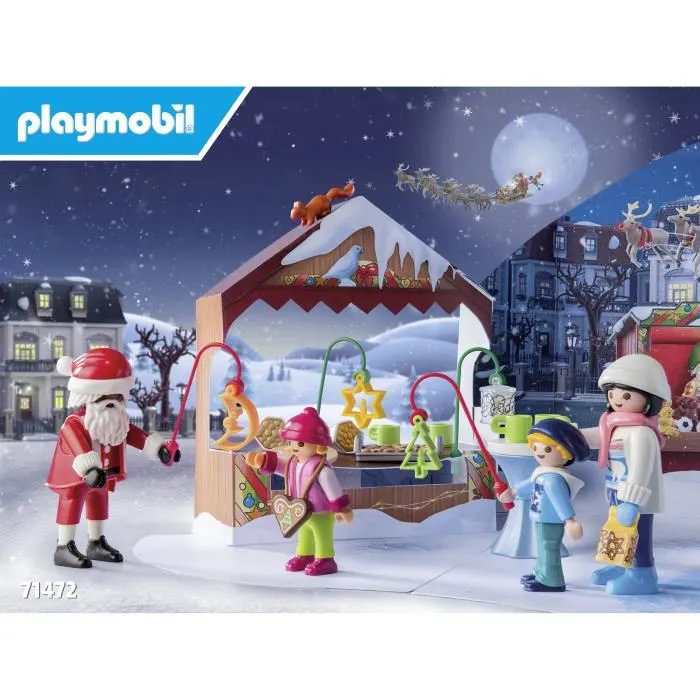 Playmobil 71472 Calendrier de l'Avent Marché de Noël avec 24 surprises et 84 pièces, Dès 4 ans