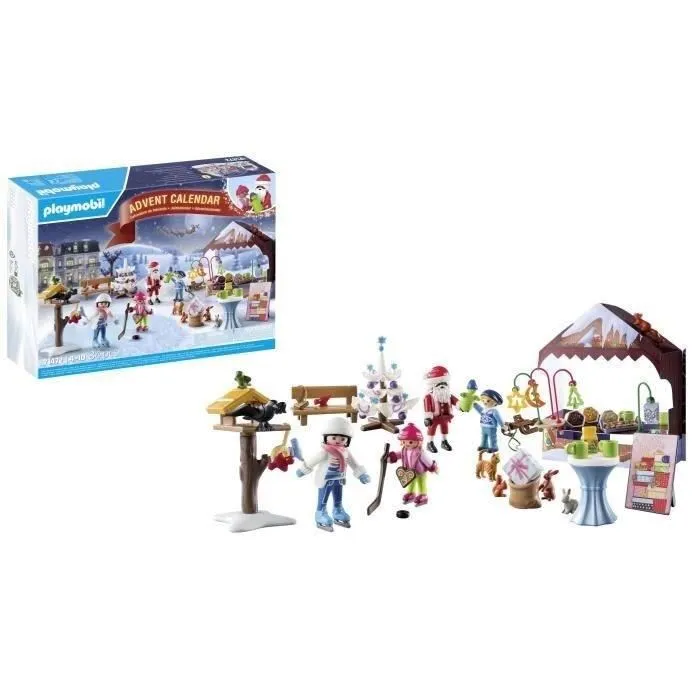 Playmobil 71472 Calendrier de l'Avent Marché de Noël avec 24 surprises et 84 pièces, Dès 4 ans