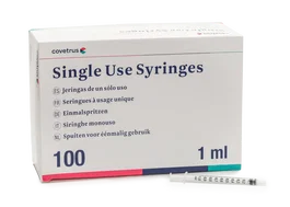 Covetrus Seringue 3 corps avec cône concentrique 1ml 100U