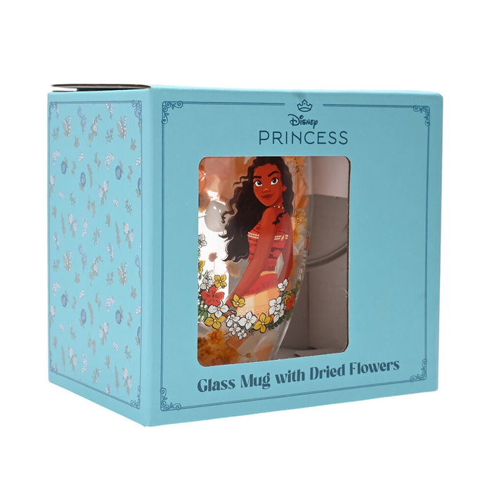 WIDDOP & CO Tasse en cristal transparent avec motifs de fleurs et papillons - Vaiana (Moana) Princeses Disney