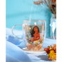 WIDDOP & CO Tasse en cristal transparent avec motifs de fleurs et papillons - Vaiana (Moana) Princeses Disney