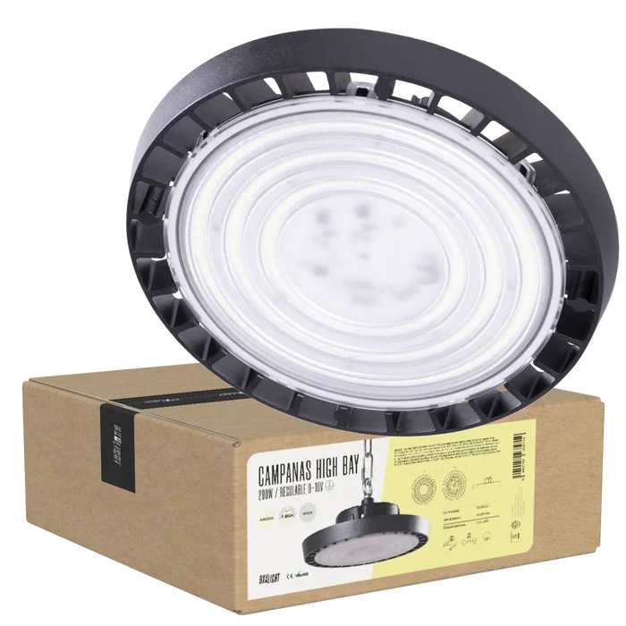 BX3 LIGHT Campanas High Bay LED 200W IP65 120° Blanc Froid 6000K pour Grandes Hauteurs - Remplacement Halogénure Métallique