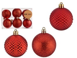 Krist+ Lot de 6 boules PVC 6 cm Rouges (Set de 12)