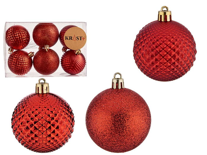 Krist+ Lot de 6 boules PVC 6 cm Rouges (Set de 12) Krist+ Lot de 6 boules PVC 6 cm Rouges (Set de 12)