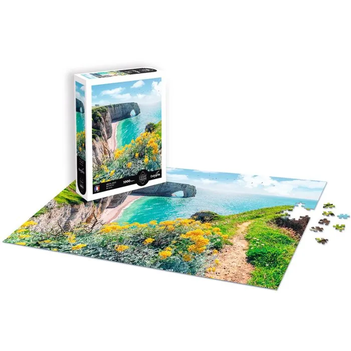 Sentosphere Calypto - Puzzle 1000 pièces - Les Falaises d'Etretat en Normandie - Impression qualité supérieure - Toucher soyeux - Fabrication française