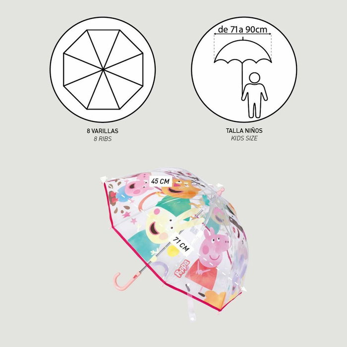 Parapluie Peppa Pig Ø 71 cm Transparent
