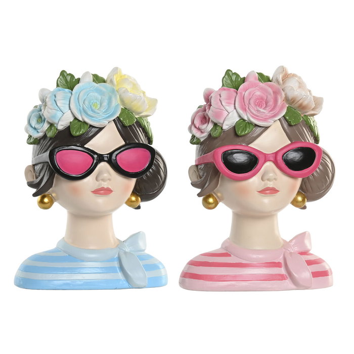 Home ESPRIT Figurine Décorative Femme Bleu Rose (2 Unités) Home ESPRIT Figurine Décorative Femme Bleu Rose (2 Unités)