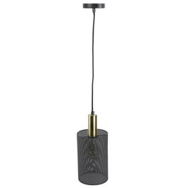 Home Deco Light Lampe suspendue cylindrique grise perforée d.15 h.24 cm