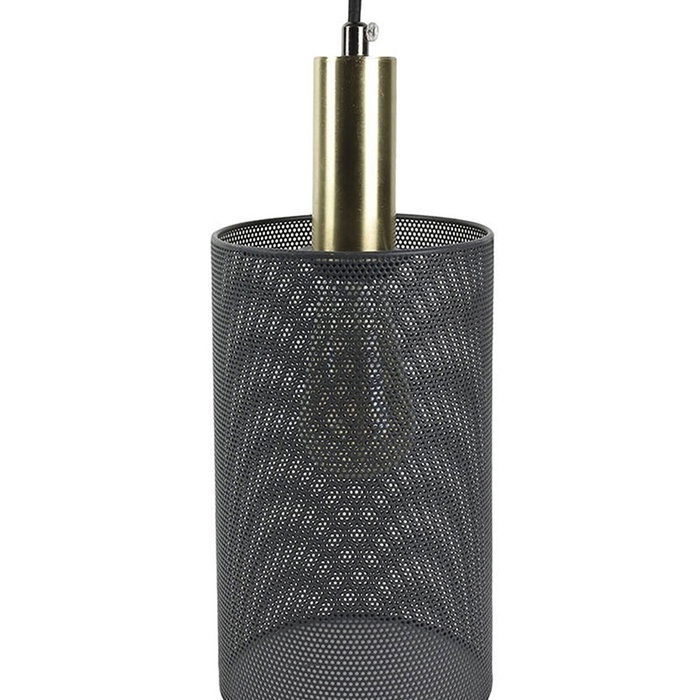 Home Deco Light Lampe suspendue cylindrique grise perforée d.15 h.24 cm