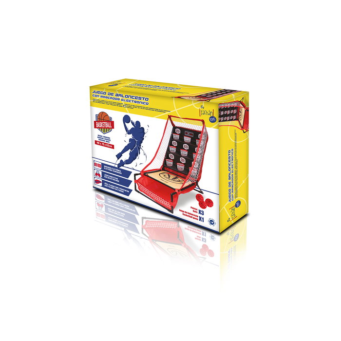 Tachan Jeu de Basketball avec Panier et Marqueur Électronique, 9 Cibles à Hauteurs Variables, 3 Balles, Loisir Familial, Alimenté par Piles