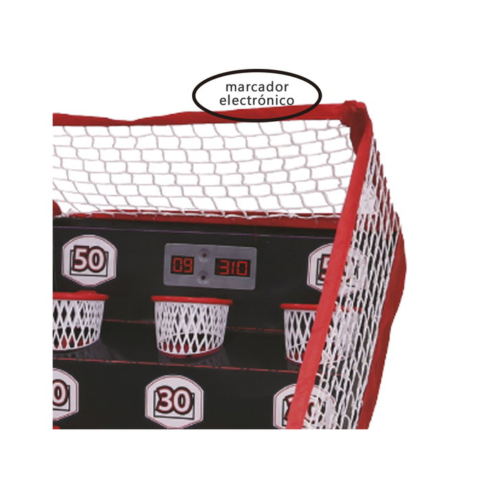 Tachan Jeu de Basketball avec Panier et Marqueur Électronique, 9 Cibles à Hauteurs Variables, 3 Balles, Loisir Familial, Alimenté par Piles