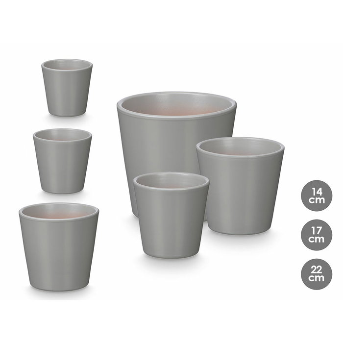 IBERGARDEN Set de 3 maceteros coniques gris mat
