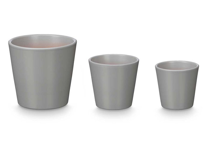 Ibergarden Lot de 3 pots coniques 14/17/22 cm gris mat argile Ibergarden Lot de 3 pots coniques 14/17/22 cm gris mat argile