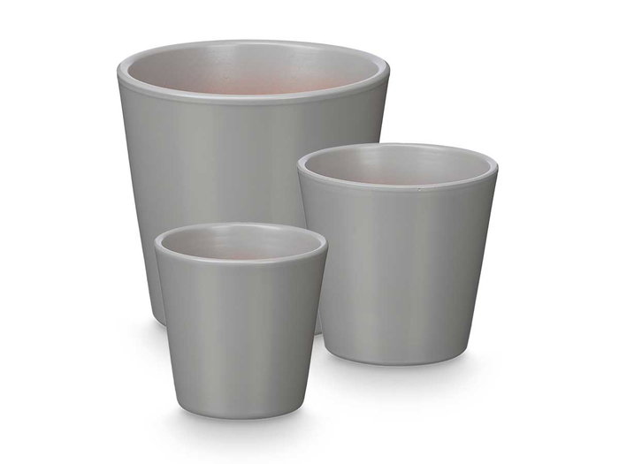 Ibergarden Lot de 3 pots coniques 14/17/22 cm gris mat argile Ibergarden Lot de 3 pots coniques 14/17/22 cm gris mat argile