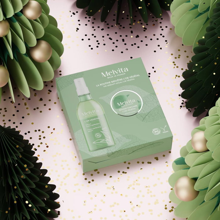 Melvita Coffret L'OR VÉGÉTAL 2 pièces avec Sérum corps et Bougie