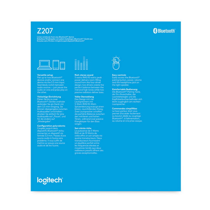 Logitech Z207 Haut-parleurs Bluetooth pour ordinateur, Noir