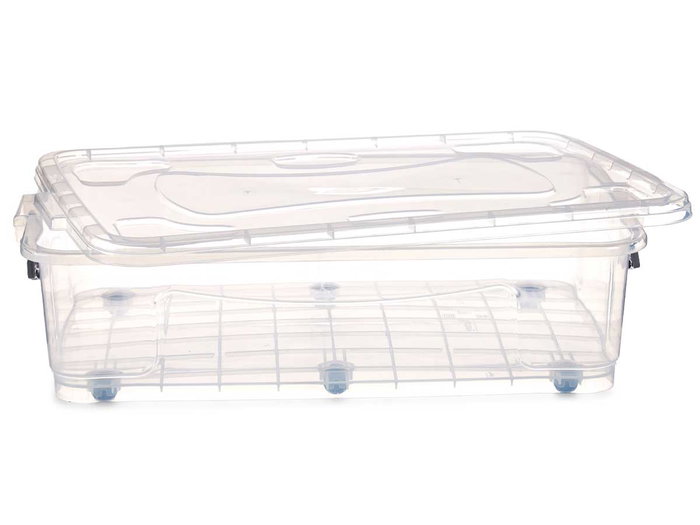 KIPIT Boîte de rangement sous lit transparente 40L avec 6 roues