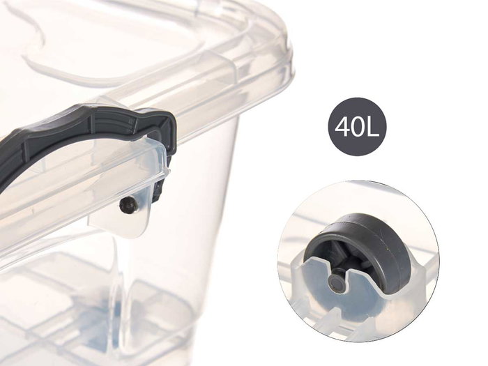 KIPIT Boîte de rangement sous lit transparente 40L avec 6 roues