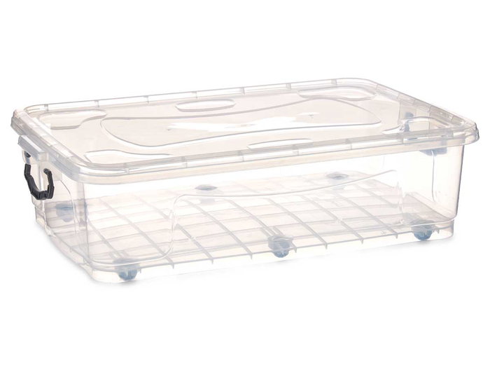 KIPIT Boîte de rangement sous lit transparente 40L avec 6 roues