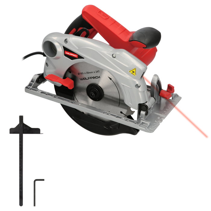 WOLFPACK LINEA PROFESIONAL Scie circulaire 1500W avec disque de 185mm et laser WOLFPACK LINEA PROFESIONAL Scie circulaire 1500W avec disque de 185mm et laser