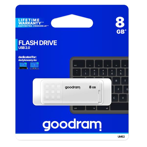 Goodram UME2 Clé USB 2.0 8 Go Blanche - Mémoire de Stockage Compacte et Fiable Goodram UME2 Clé USB 2.0 8 Go Blanche - Mémoire de Stockage Compacte et Fiable