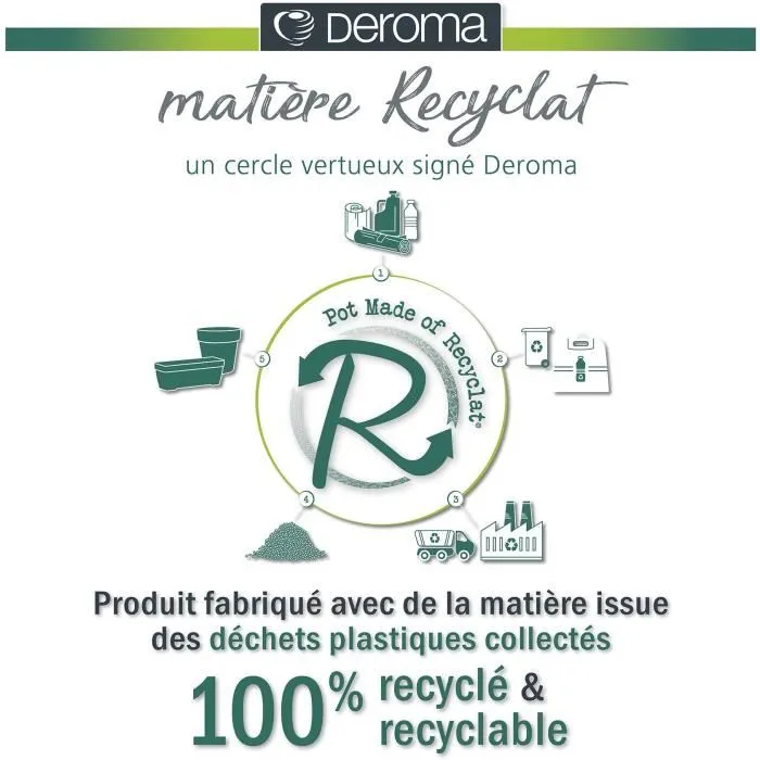 Deroma Pot de fleurs Vaso Save R - 48 x 43,1 cm, 58 L - Pot avec réserve d'eau en matière recyclée, résistant au gel et aux UV - Blanc