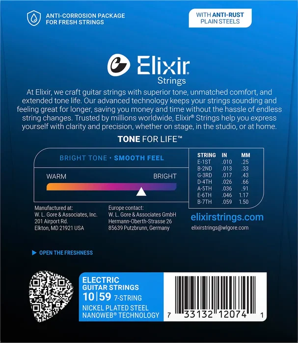 Elixir Juego Eléctrica Nanoweb 7St Super Light 10-59 - Cordes de guitare électrique