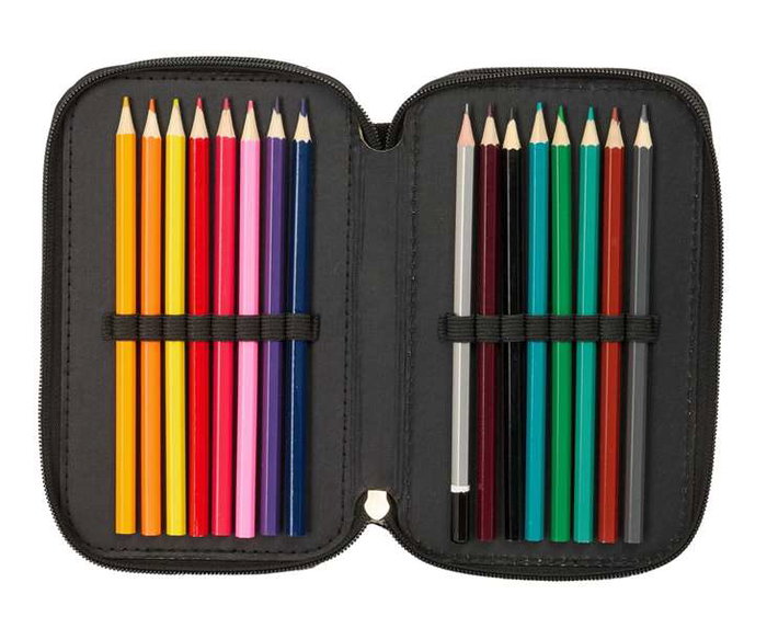 Safta Plumier triple 37 pièces Kappa Dark 12,5x19,5x5,5cm - Version espagnole Safta Plumier triple 37 pièces Kappa Dark 12,5x19,5x5,5cm - Version espagnole
