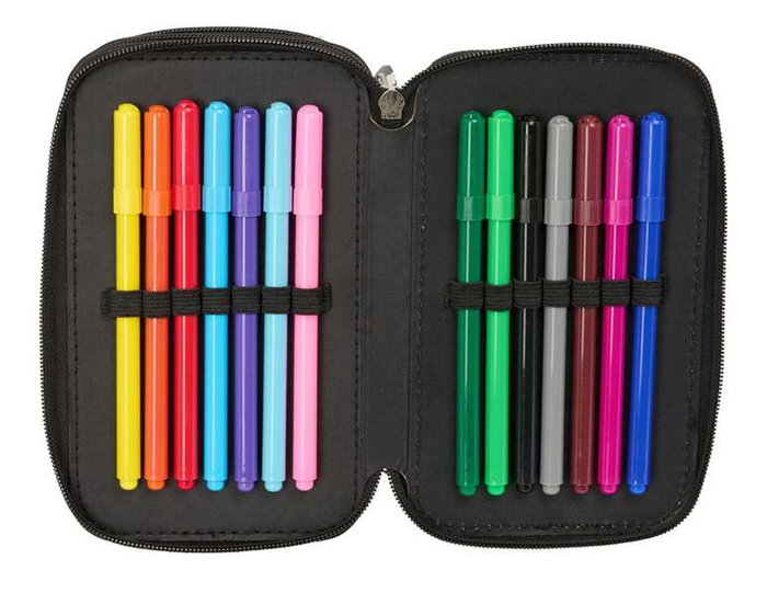 Safta Plumier triple 37 pièces Kappa Dark 12,5x19,5x5,5cm - Version espagnole Safta Plumier triple 37 pièces Kappa Dark 12,5x19,5x5,5cm - Version espagnole