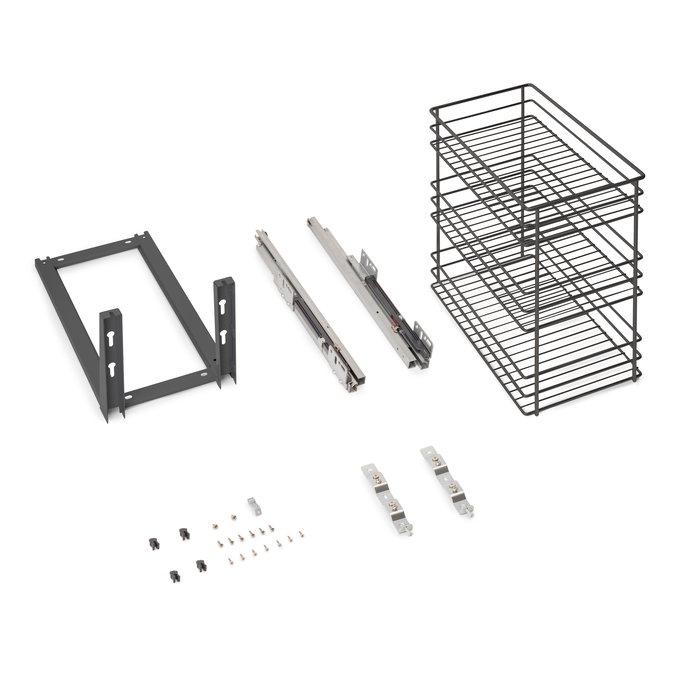 Emuca Chariot coulissant Titane avec fixation inférieure à fermeture amortie, module 300mm, acier, Gris antracite Emuca Chariot coulissant Titane avec fixation inférieure à fermeture amortie, module 300mm, acier, Gris antracite