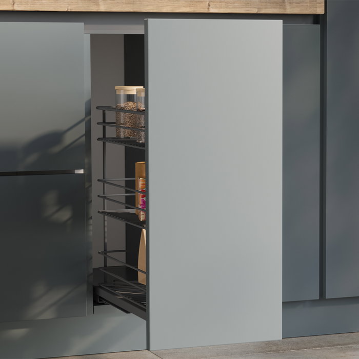 Emuca Chariot coulissant Titane avec fixation inférieure à fermeture amortie, module 300mm, acier, Gris antracite Emuca Chariot coulissant Titane avec fixation inférieure à fermeture amortie, module 300mm, acier, Gris antracite