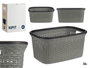 Kipit Panier en Plastique Imitation Rattan pour Rangement 36L Gris 36x25.5x53 cm (Set de 12)