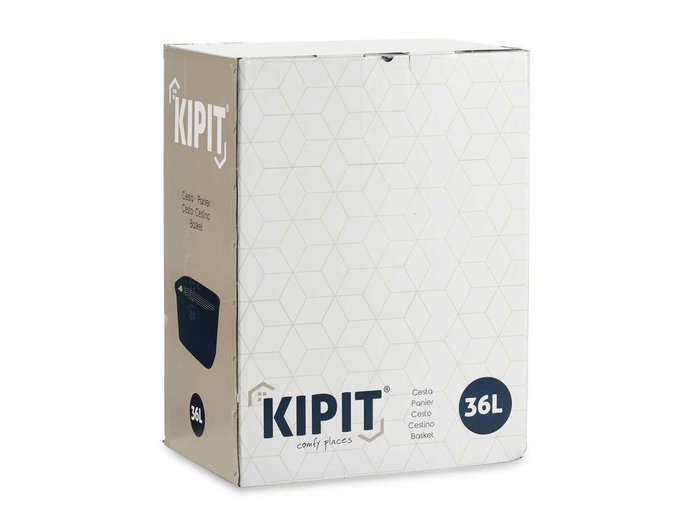 Kipit Panier en Plastique Imitation Rattan pour Rangement 36L Gris 36x25.5x53 cm (Set de 12)