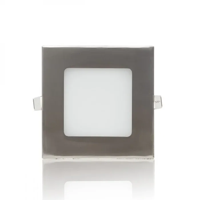 GL-CL-S6N-CW Plaque LED carrée 6W 600Lm 6000K nickel satiné 50 000h, pour plafond, IP25, blanc froid