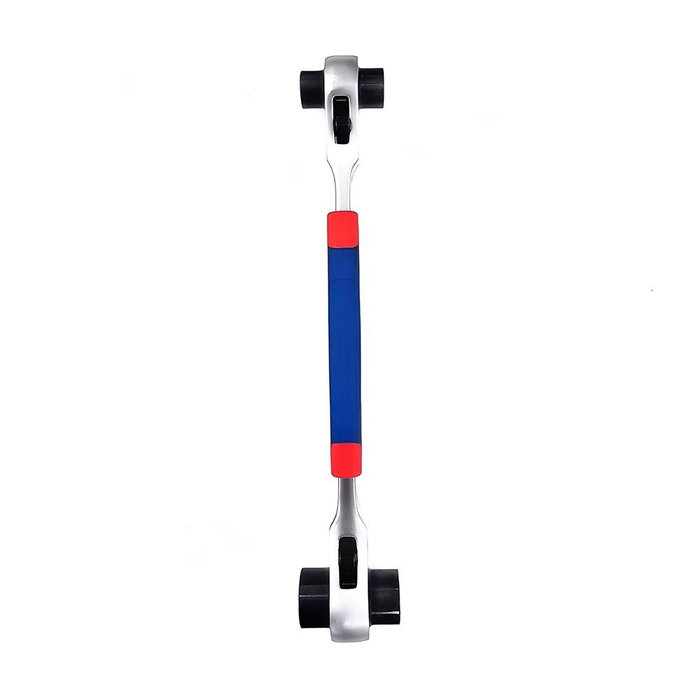 Workpro Clé à cliquet douille multiple 8 en 1, 8-10-12-13-14-17-19-21 mm, acier chrome vanadium, réversible, rouge et bleu