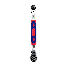 Workpro Clé à cliquet douille multiple 8 en 1, 8-10-12-13-14-17-19-21 mm, acier chrome vanadium, réversible, rouge et bleu