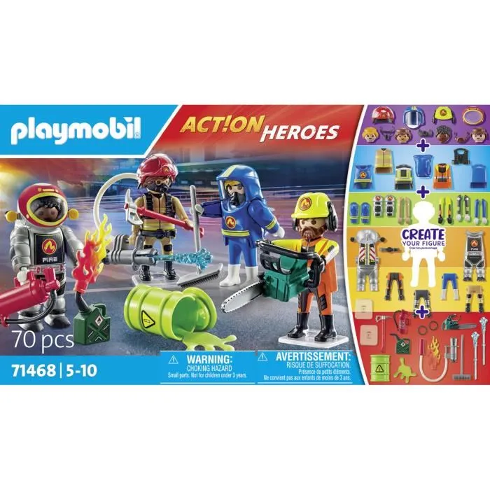 Playmobil 71468 My Figures : Métiers à risque - Figurines pompiers - 4 personnages - Jouet pour enfants dès 5 ans