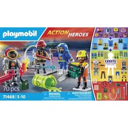 Playmobil 71468 My Figures : Métiers à risque - Figurines pompiers - 4 personnages - Jouet pour enfants dès 5 ans