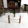 Home Deco Factory Table basse en verre trempé et bois d'hevea