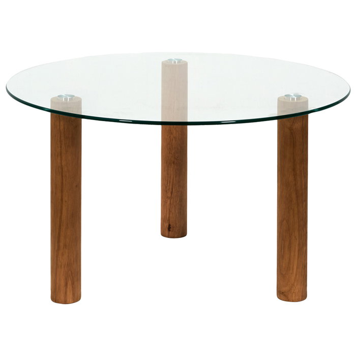 Home Deco Factory Table basse en verre trempé et bois d'hevea Home Deco Factory Table basse en verre trempé et bois d'hevea