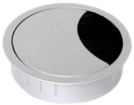 Bachmann LOOP ROUND - Passe-câbles rond avec couvercle blocable, métallique gris - Pour organisation câbles de bureau