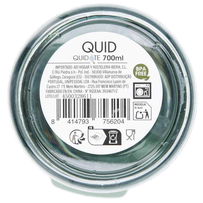 Quid Bouteille de Transport Quidate en Plastique 700 mL sans BPA Lot de 12