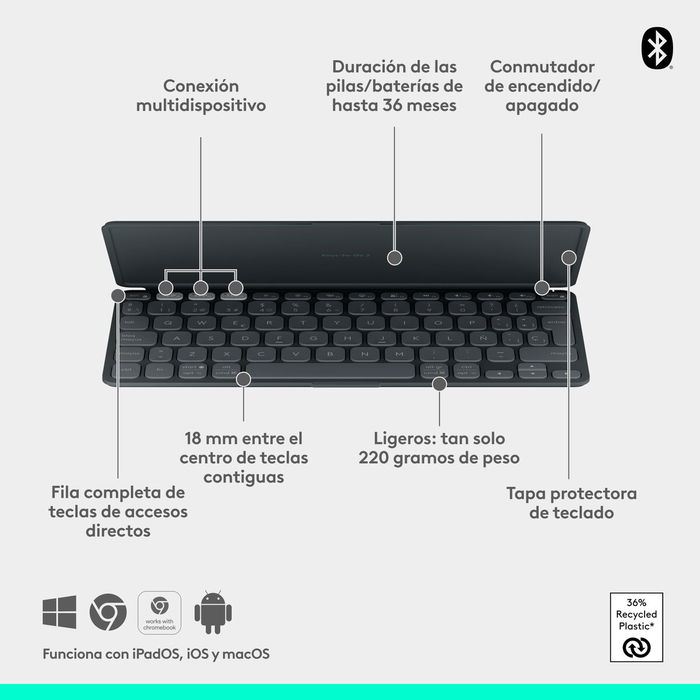 Clavier Logitech 920-012973 Graphite Espagnol QWERTY Clavier Logitech 920-012973 Graphite Espagnol QWERTY