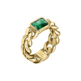 Chiara Ferragni Bague Bossy Chain Ring YG+Green CZ Taille 18