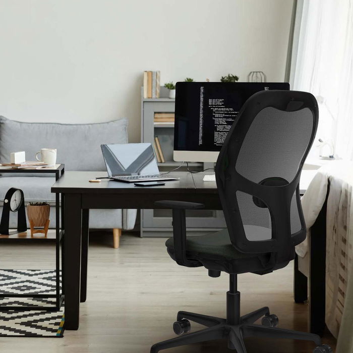 Chaise Jorquera Synchrone/Traslack tissu Vert olive Maille Gris Base en nylon noir Accoudoir 1D Sans appui-tête Roulettes 65mm nylon Chaise Jorquera Synchrone/Traslack tissu Vert olive Maille Gris Base en nylon noir Accoudoir 1D Sans appui-tête Roulettes 65mm nylon